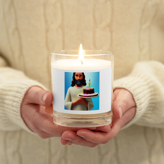 Glass jar soy wax candle - BDay Jesus